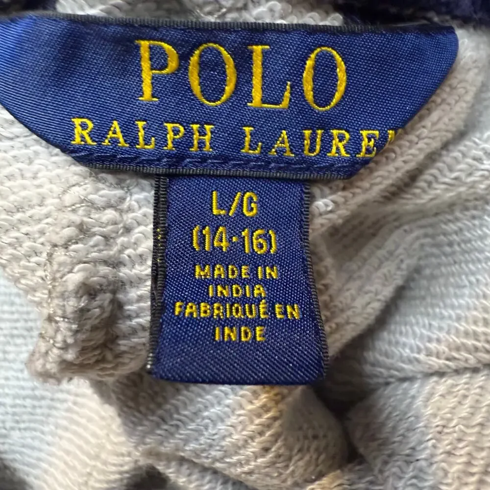 Ralph Lauren Paint Splatter Drawstring Sweat Shorts, Gray & Navy, Boys 14/16